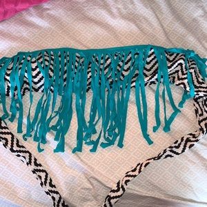 Fringe zebra tube bikini top